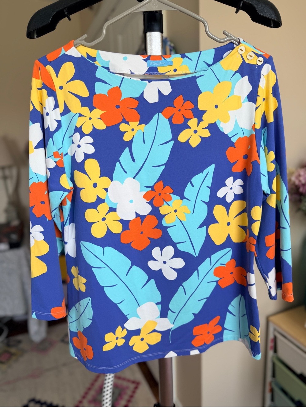 J. McLaughlin Wavesong Top 3/4 Sleeve Catalina Fabric